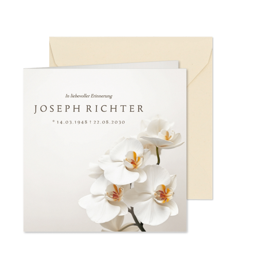 Trauerkarte Einladung Orchidee - Karteneindruck
