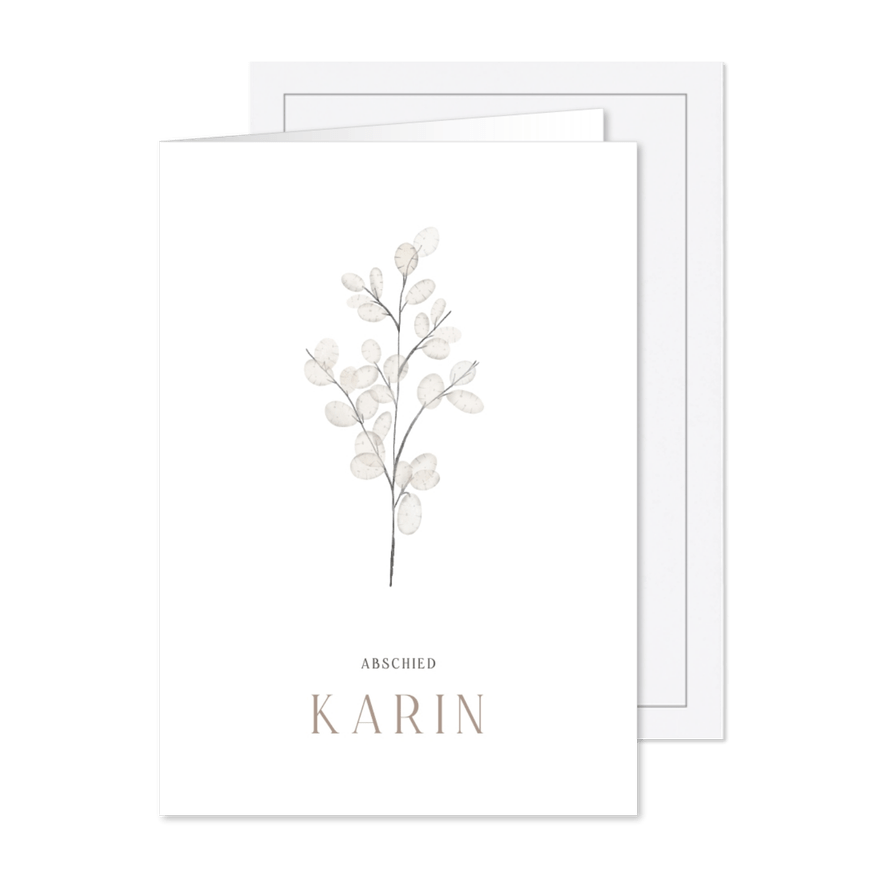 Trauerkarte Einladung Silberblatt - Karteneindruck
