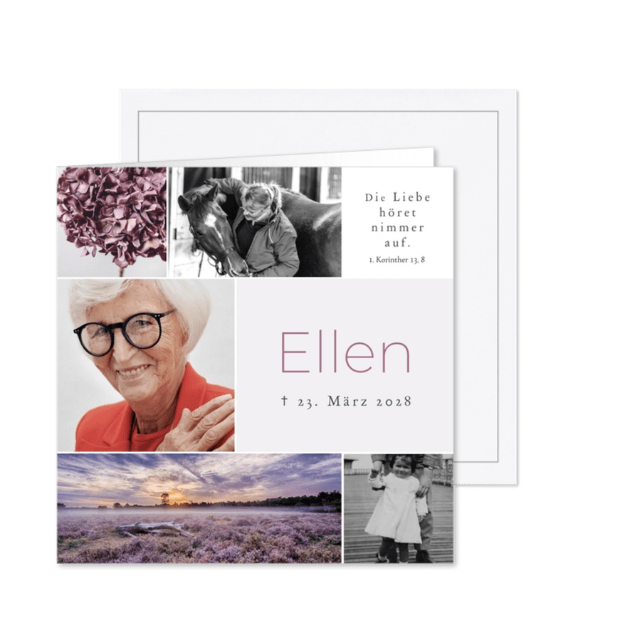 Trauerkarte Einladung Trauerfeier Fotocollage - Karteneindruck