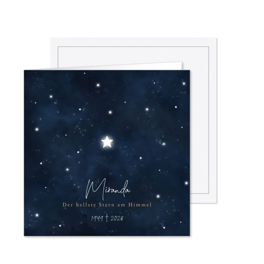 Trauerkarte hellster Stern - Karteneindruck