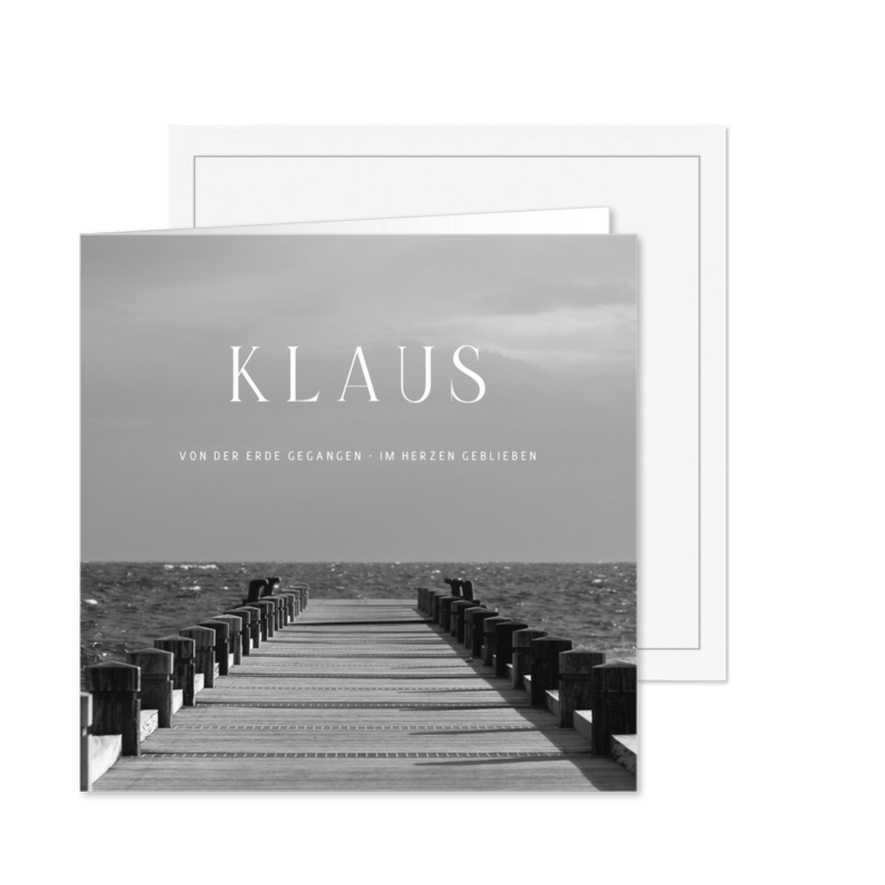 Trauerkarte Meer mit Bootssteg - Karteneindruck
