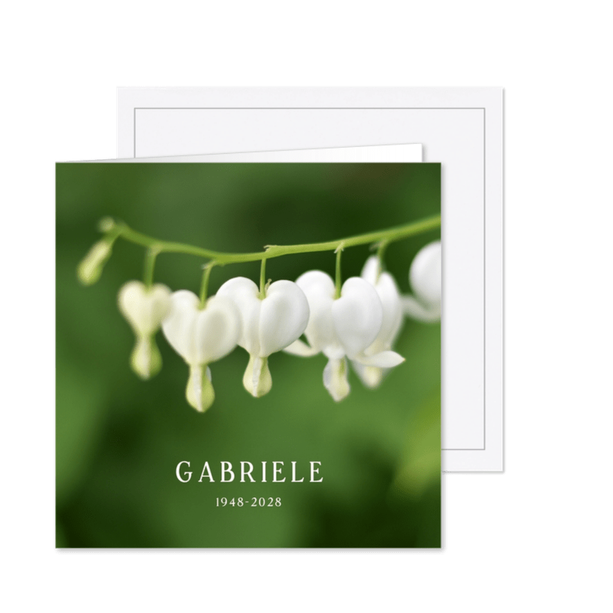 Trauerkarte mit trändenden Herzen - Karteneindruck