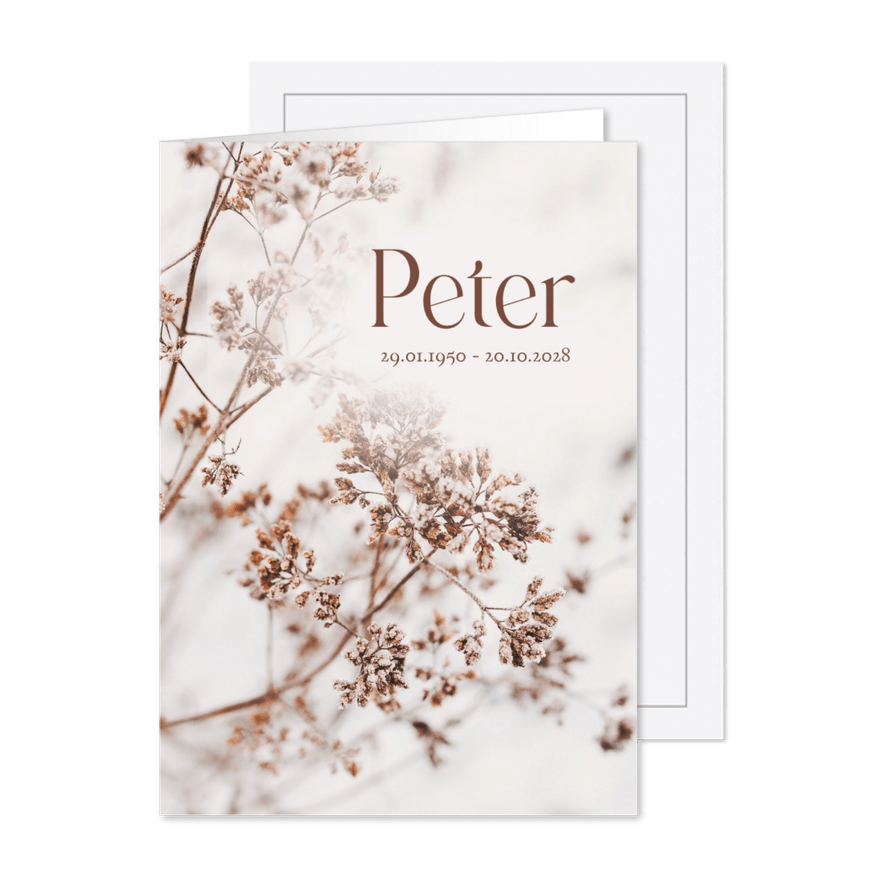 Trauerkarte Naturmotiv Trockenblumen - Karteneindruck