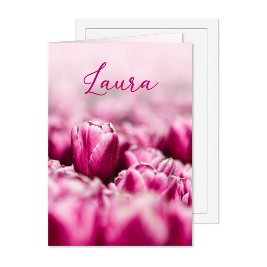 Trauerkarte pinke Tulpen Fotografie Trauermitteilung - Kartenvorschau