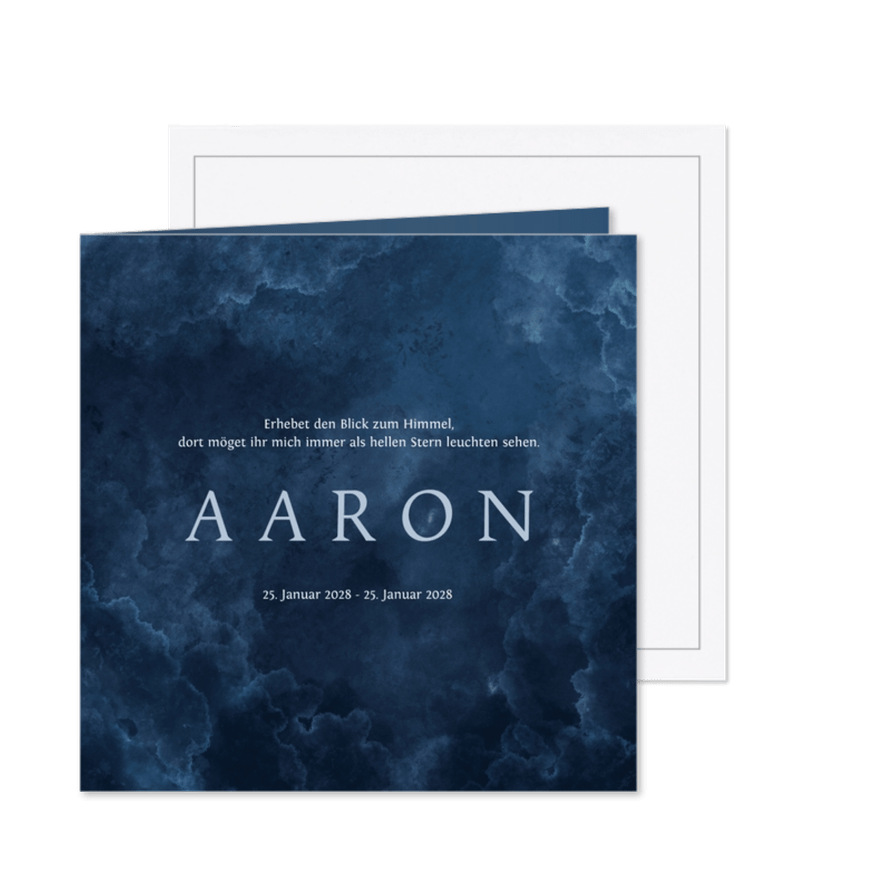 Trauerkarte Stillgeburt Wolkenhimmel - Karteneindruck
