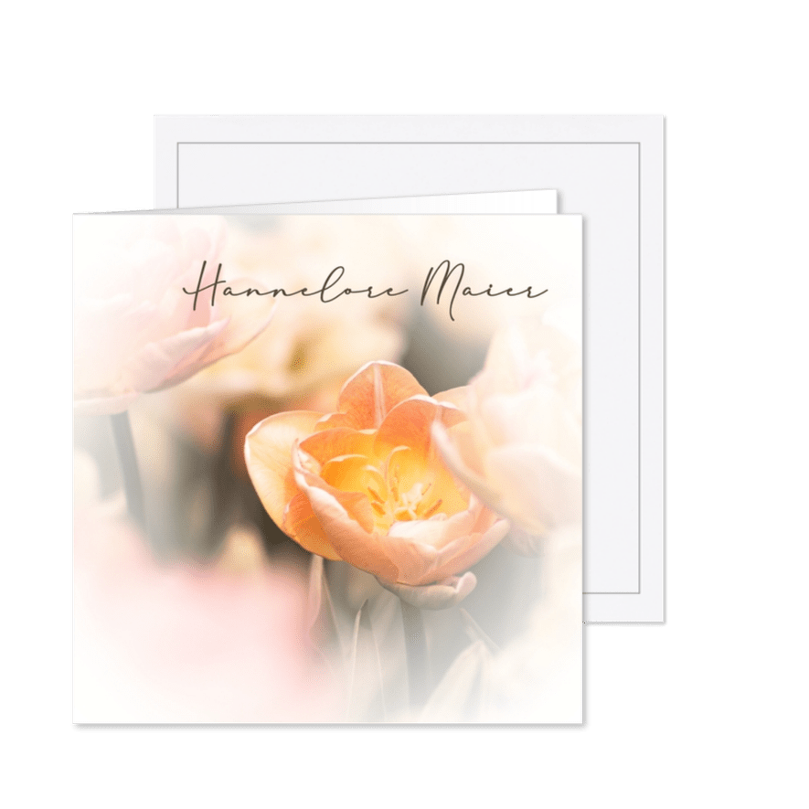 Trauerkarte Tulpe in Orange - Karteneindruck
