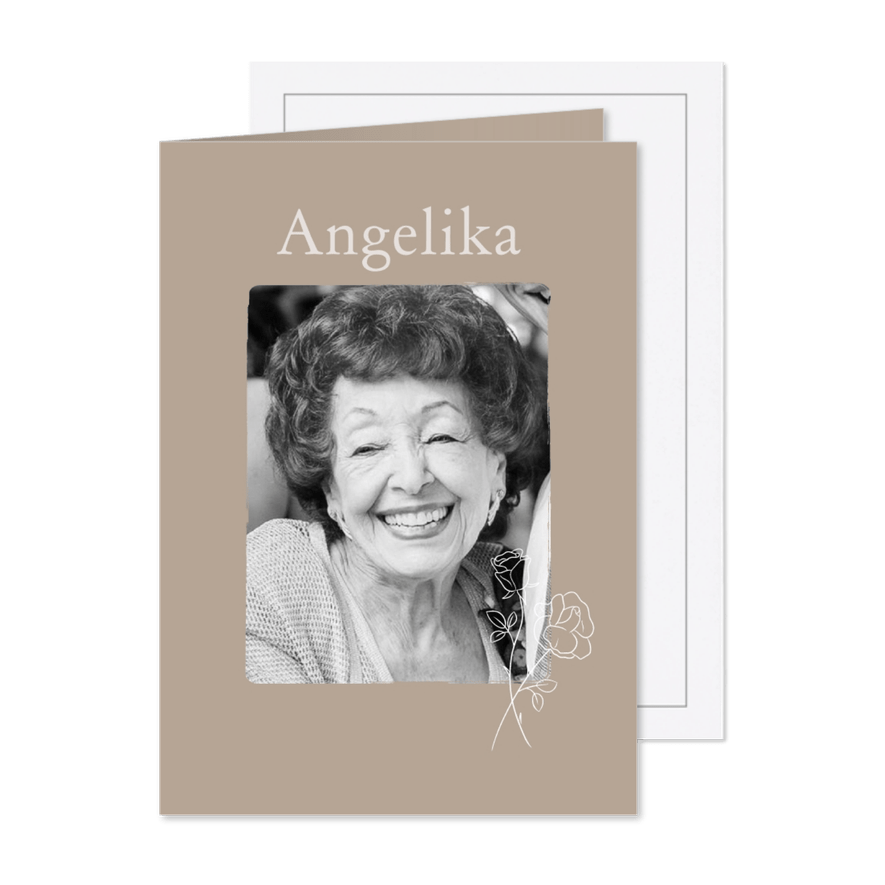 Trauerkarte zarte Blumenillustration & Foto - Karteneindruck
