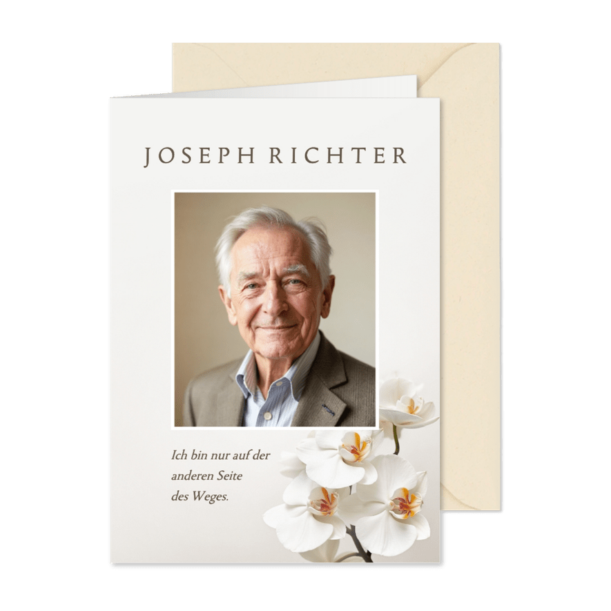 Trauermitteilung Fotokarte Orichidee - Karteneindruck