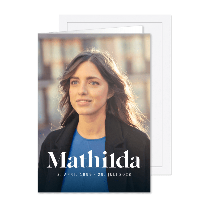 Trauermitteilung großes Foto - Karteneindruck
