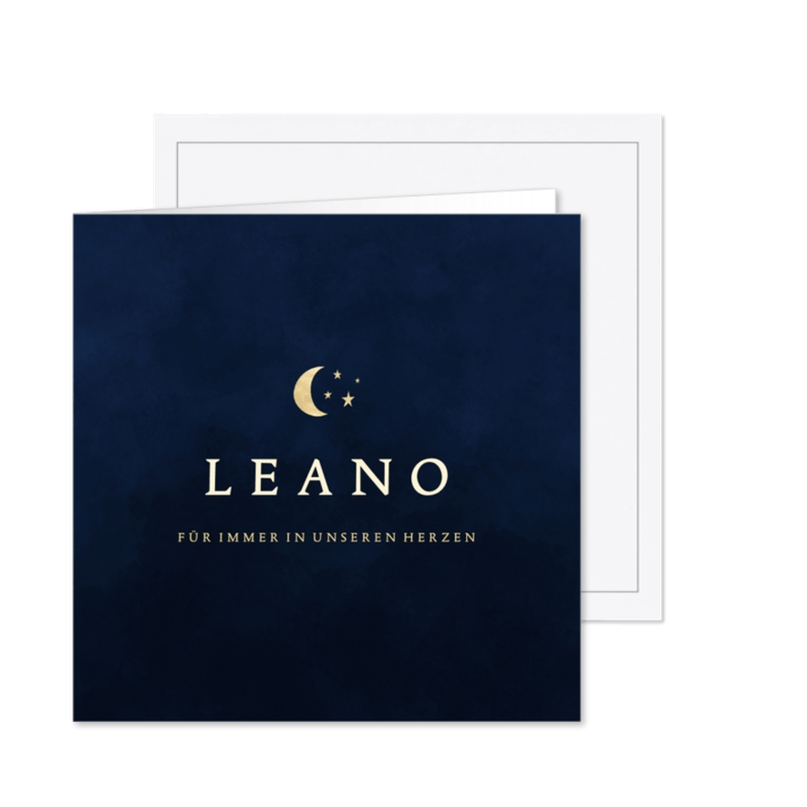 Trauermitteilung/Dankeskarte Sternenkind Mond & Sterne - Karteneindruck