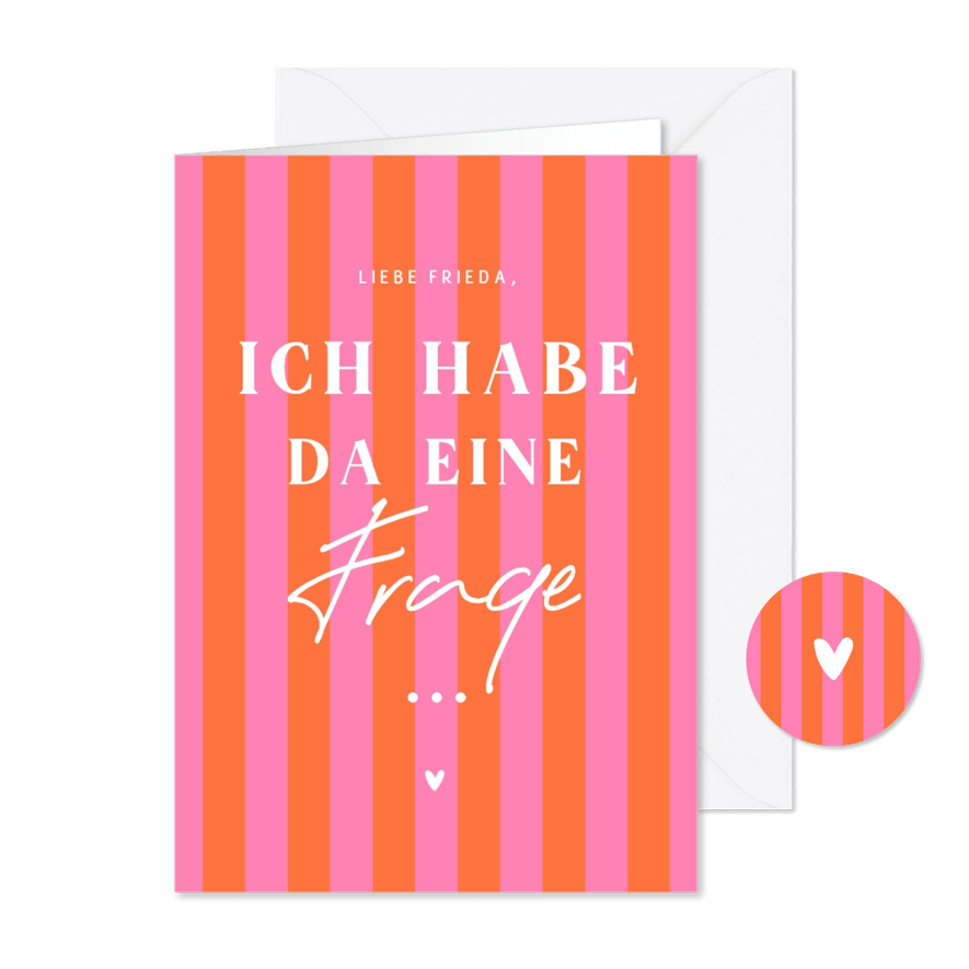 Trauzeuge fragen Colorblocking Streifen Rosa Orange - Kartenvorschau