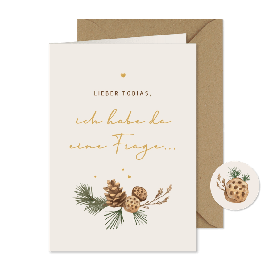 Trauzeuge fragen Hochzeitskarte Winterdeko Zweige & Zapfen - Karteneindruck
