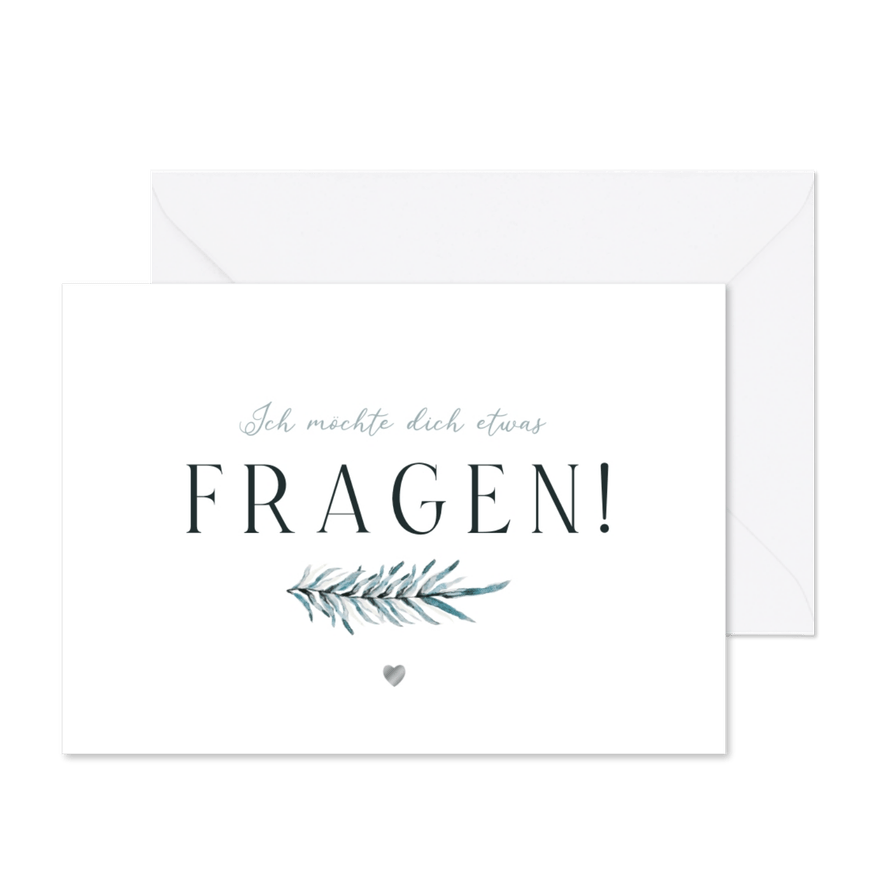 Trauzeugen-Karte Blatt Aquarell blaugrün - Karteneindruck