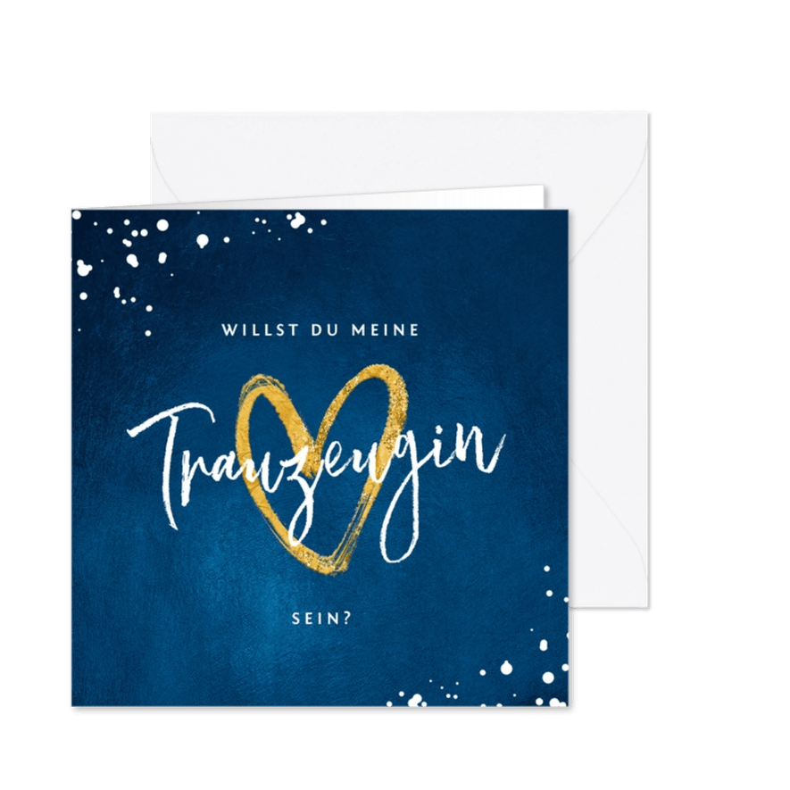 Trauzeugin Karte goldenes Herz - Karteneindruck