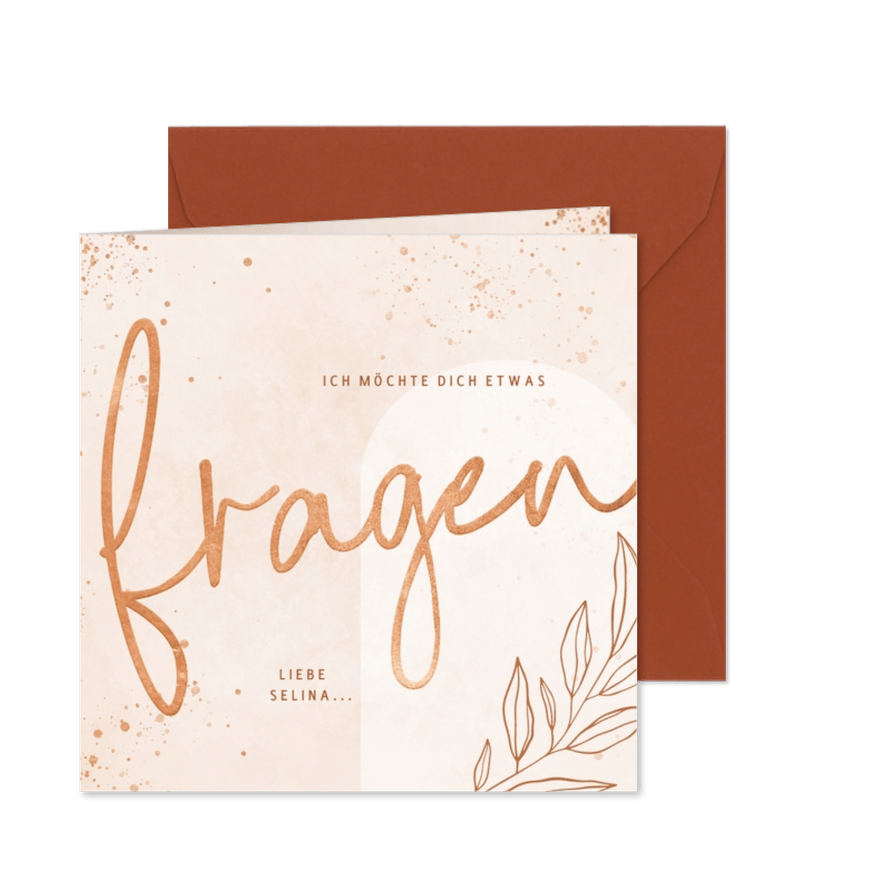 Trauzeugin Karte rosé filigraner Zweig - Karteneindruck