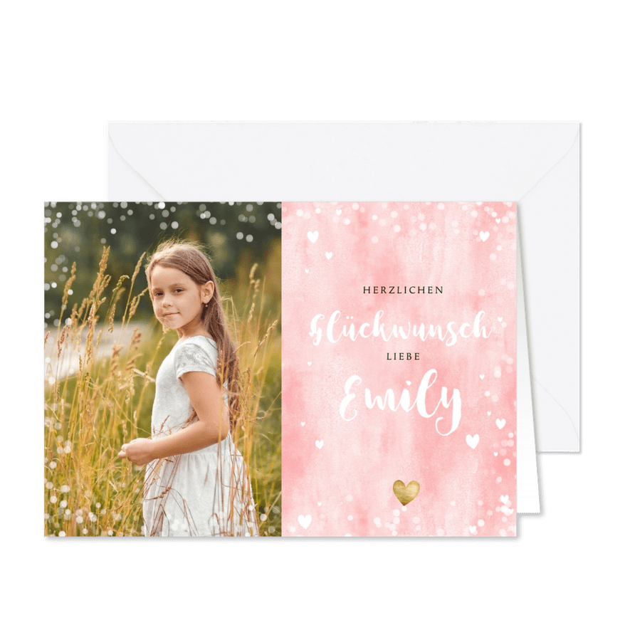 Trendy Glückwunschkarte mit Foto für Mädchen - Karteneindruck