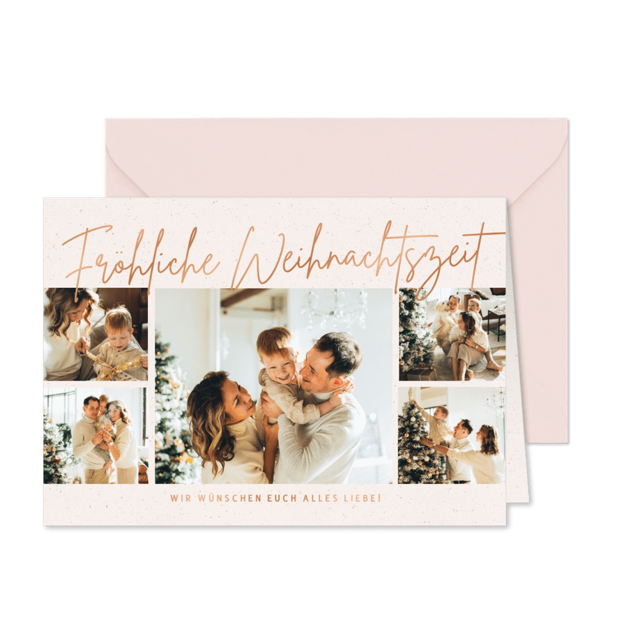 Trendy Weihnachtsgrüße Fotocollage - Karteneindruck