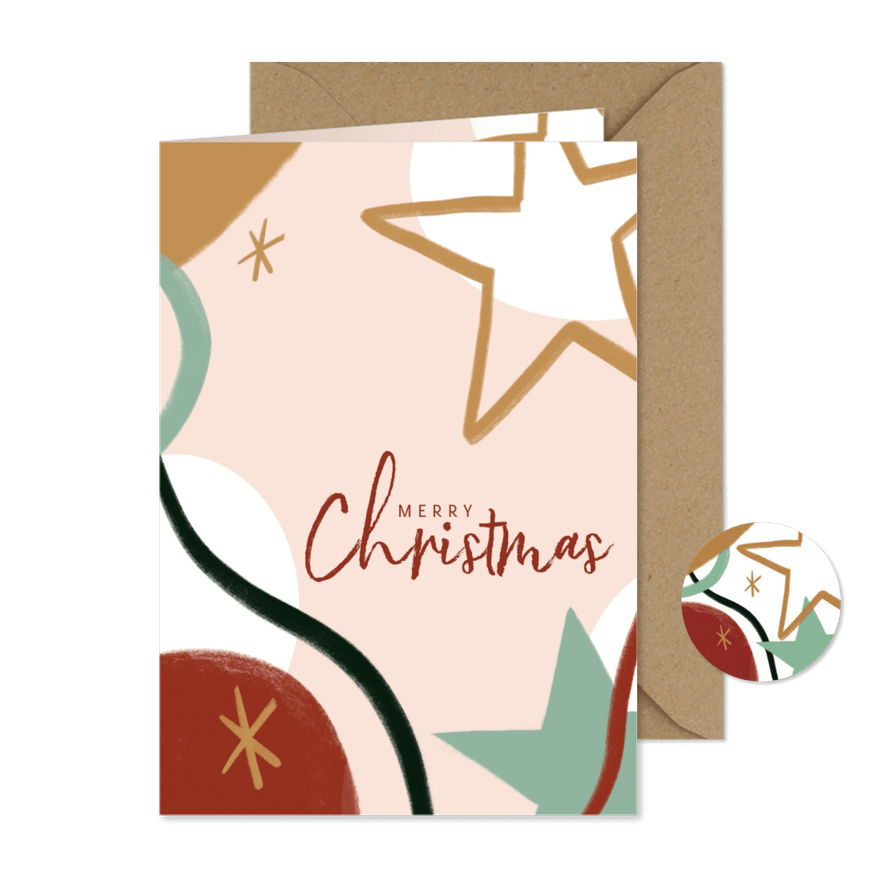 Trendy Weihnachtskarte Stern und Merry Christmas - Kartenvorschau