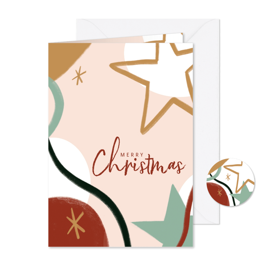 Trendy Weihnachtskarte Stern und Merry Christmas - Karteneindruck