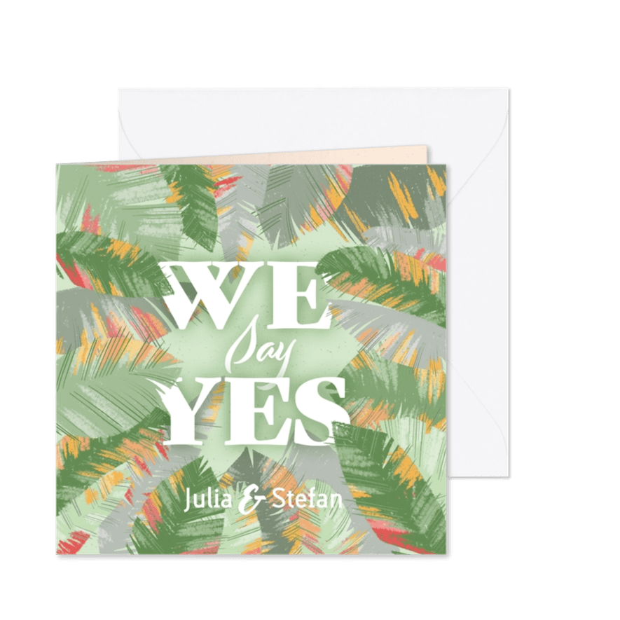 Tropische Blätter Hochzeitseinladung - Karteneindruck