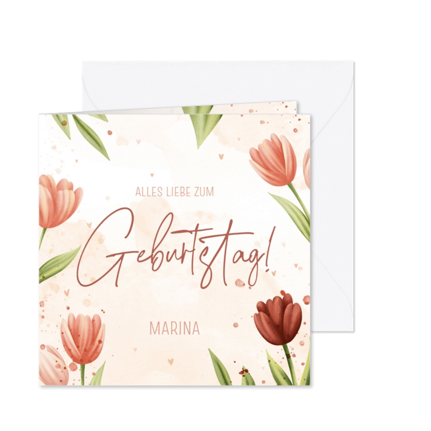 Tulpen-Geburtstagskarte - Karteneindruck