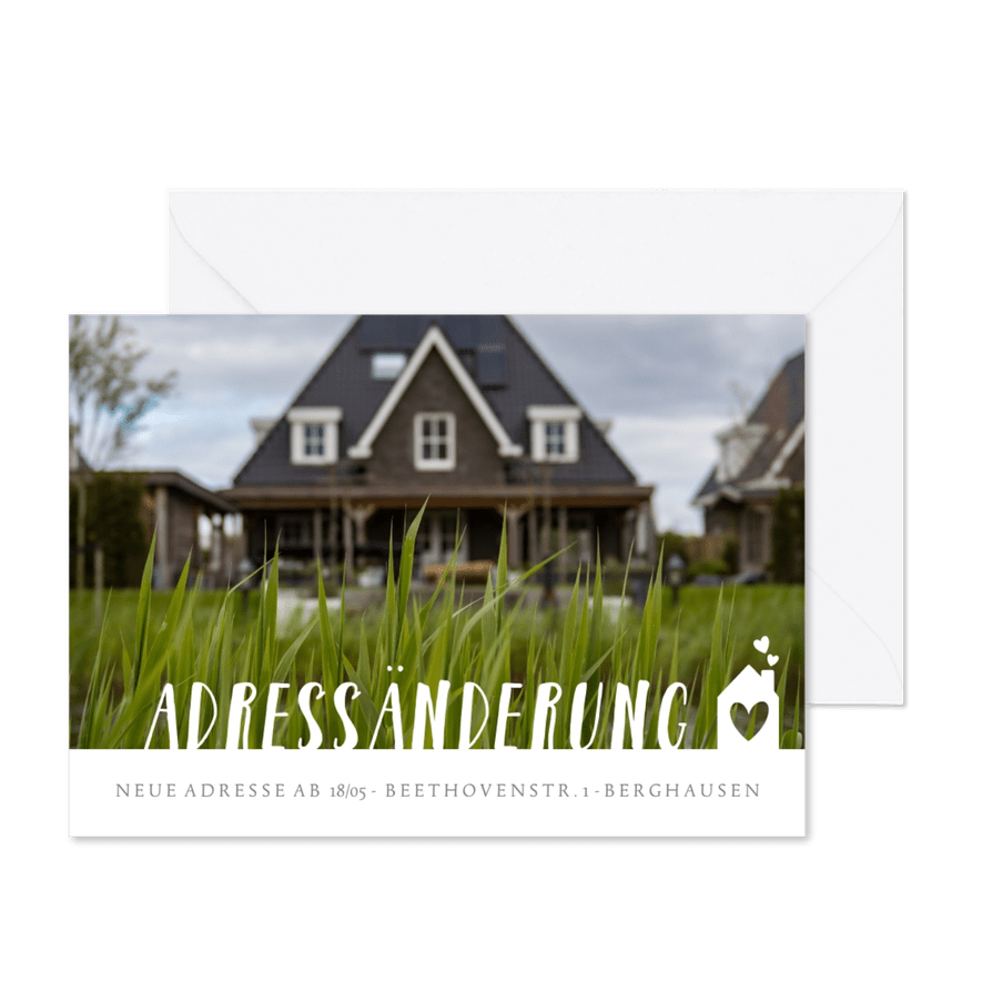 Umzugskarte 'Adressänderung' mit Foto - Karteneindruck
