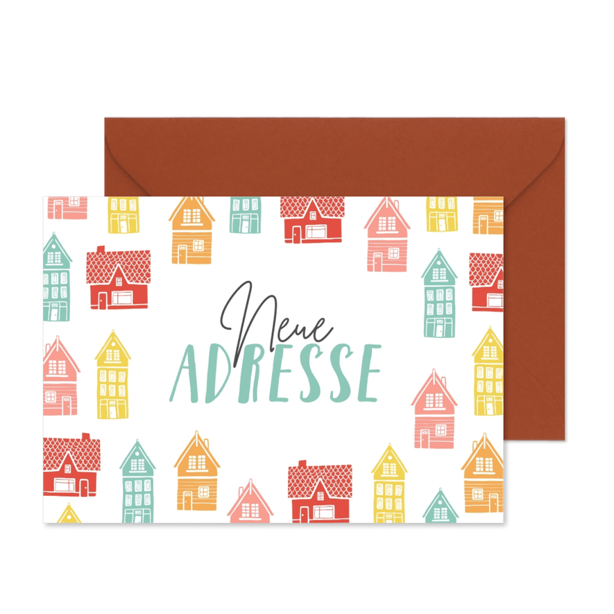 Umzugskarte bunte Häuser - Karteneindruck
