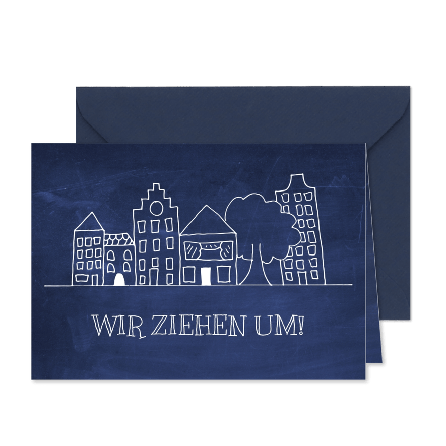 Umzugskarte dunkelblaue Kreidetafel - Karteneindruck