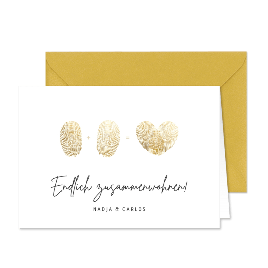 Umzugskarte Endlich zusammenwohnen Fingerabdrücke - Karteneindruck

