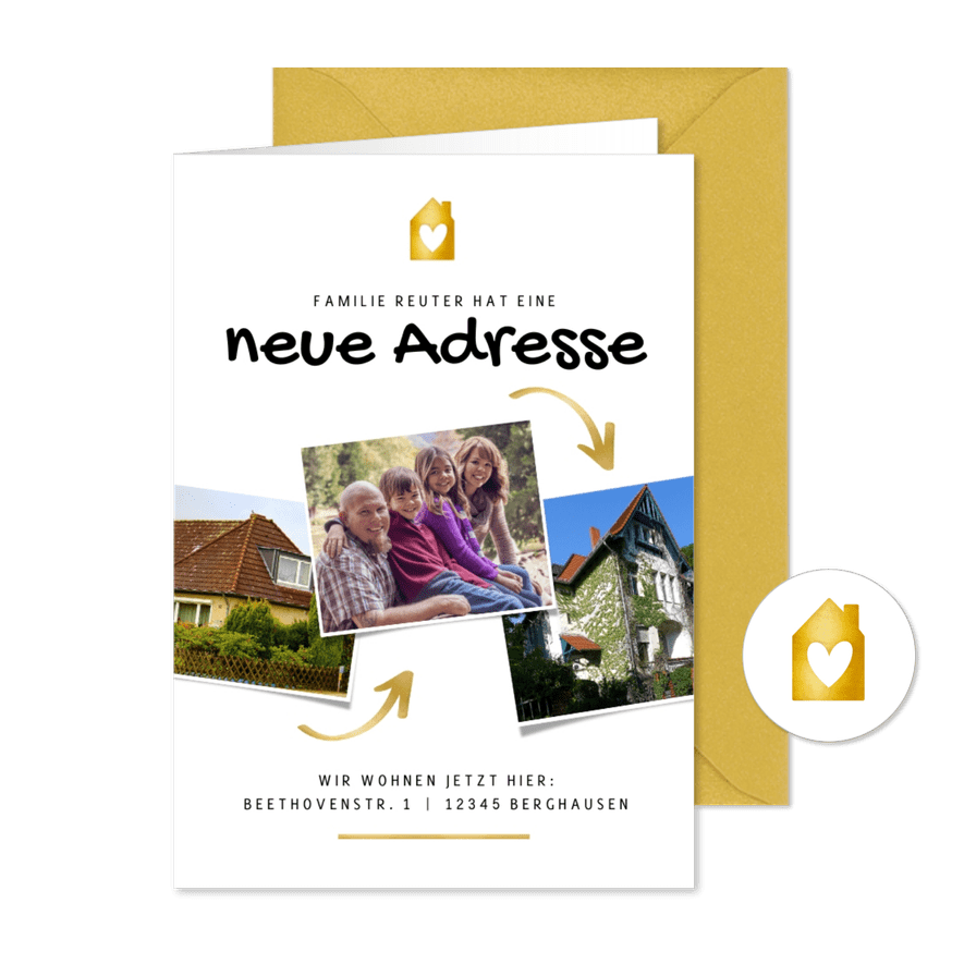 Umzugskarte Fotos altes Zuhause, neues Zuhause - Karteneindruck