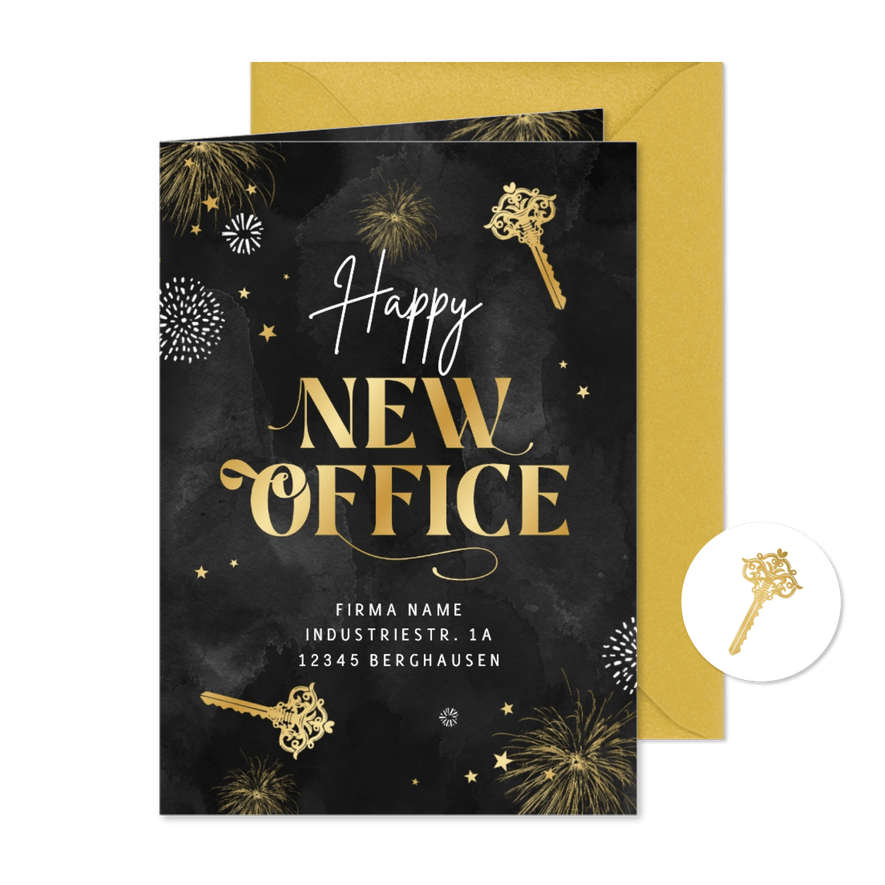 Umzugskarte geschäftlich 'Happy New Office' - Karteneindruck
