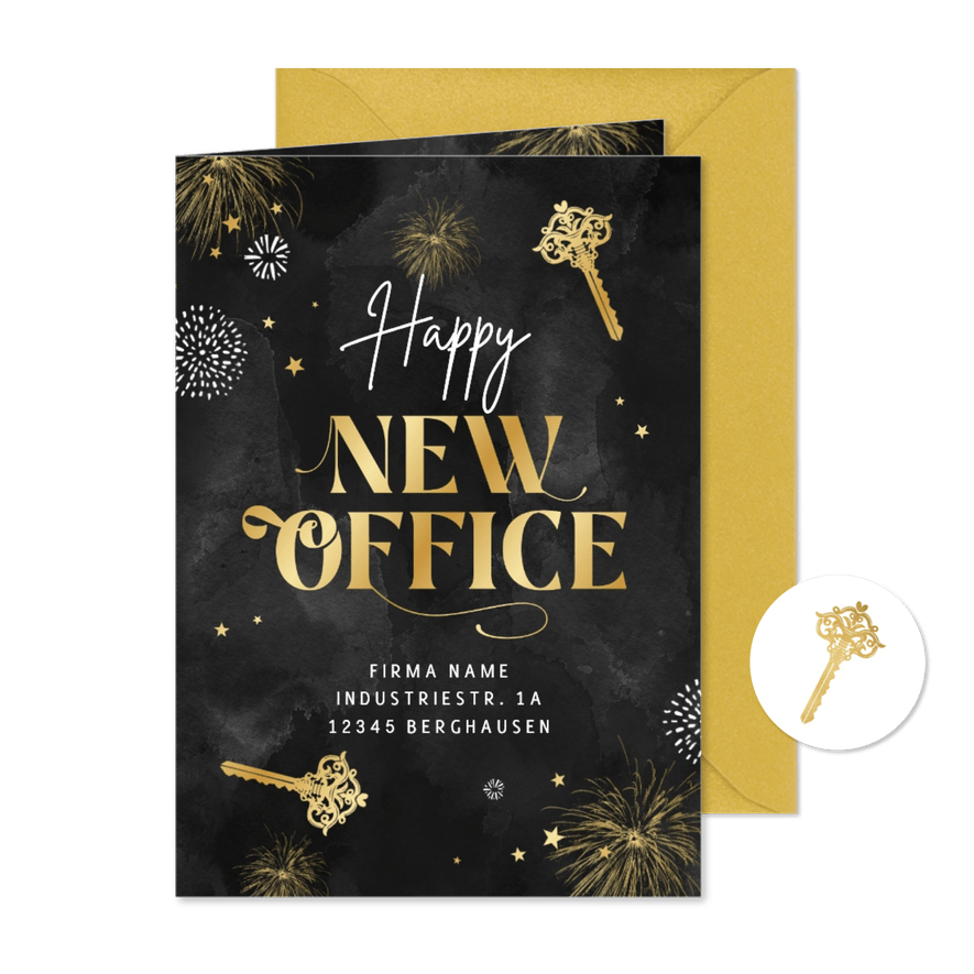 Umzugskarte geschäftlich 'Happy New Office' - Kartenvorschau