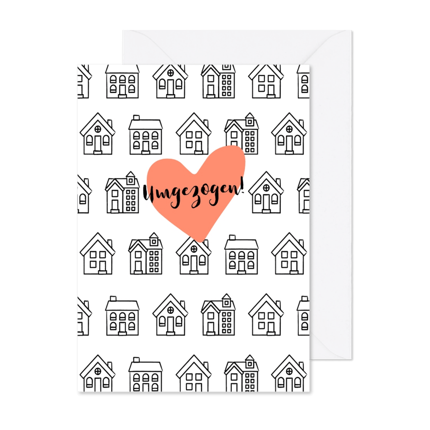 Umzugskarte Häuser schwarzweiß - Karteneindruck