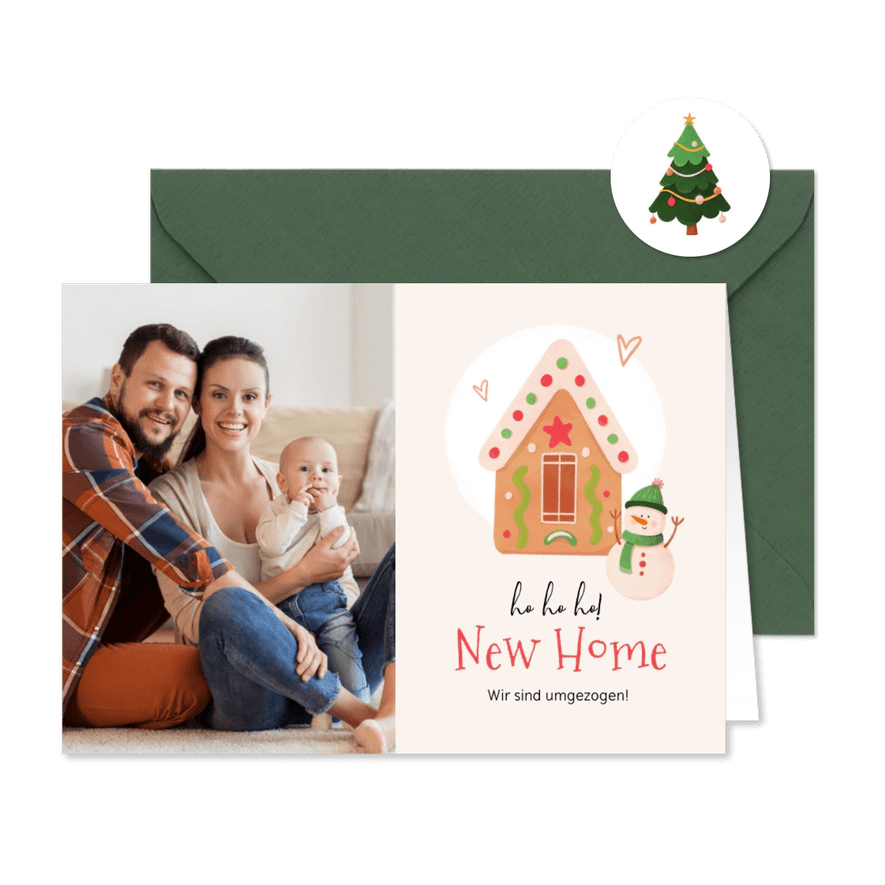 Umzugskarte Lebkuchenhäuschen - Karteneindruck
