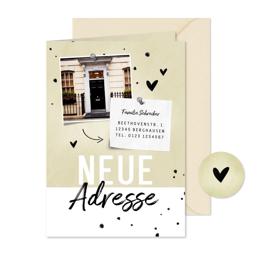 Umzugskarte Neue Adresse mit Foto - Karteneindruck