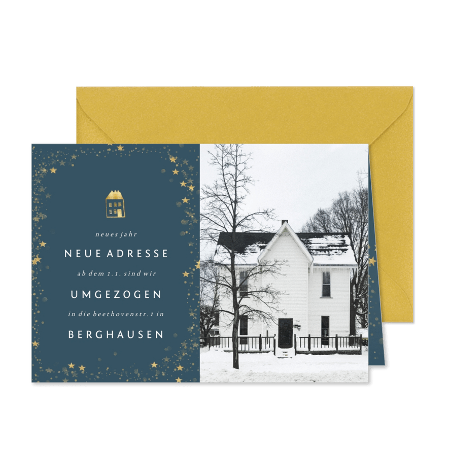 Umzugskarte neues Jahr, neue Adresse  - Karteneindruck
