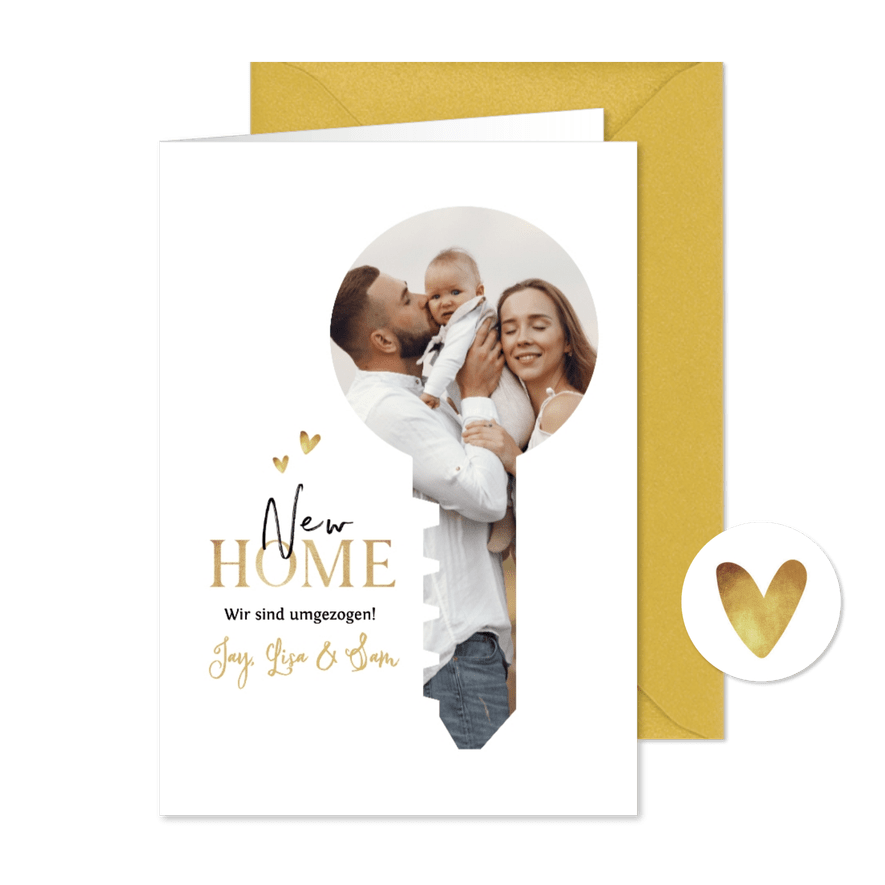Umzugskarte Schlüssel Fotorahmen 'New Home' - Karteneindruck