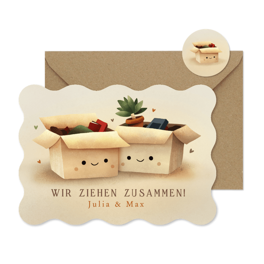 Umzugskarte Umzugskartons mit Smiley - Kartenvorschau
