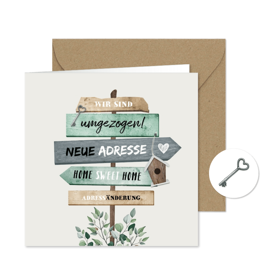 Umzugskarte Wegweiser blaugrün - Karteneindruck
