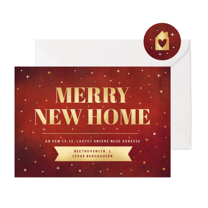 Umzugskarte Weihnachten/Neujahr 'Merry New Home' - Karteneindruck
