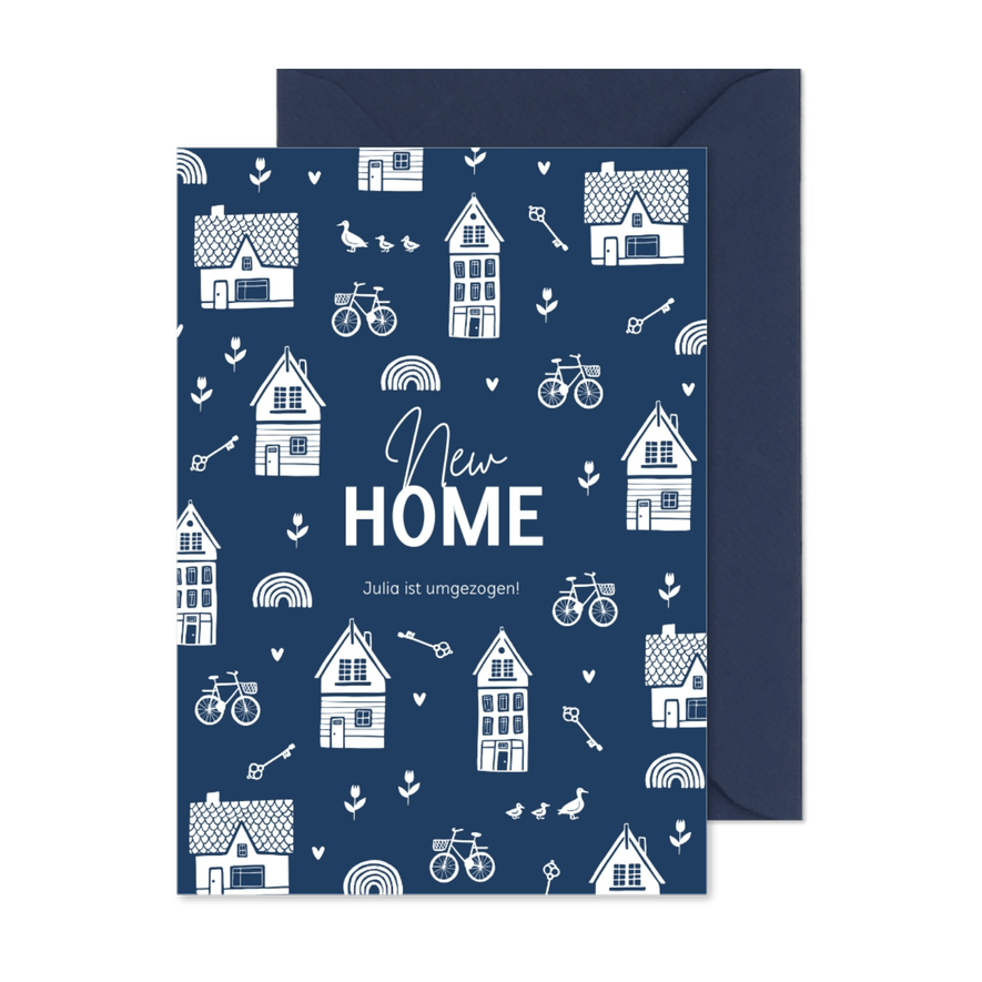 Umzugskarte weiße Illustrationen - Karteneindruck