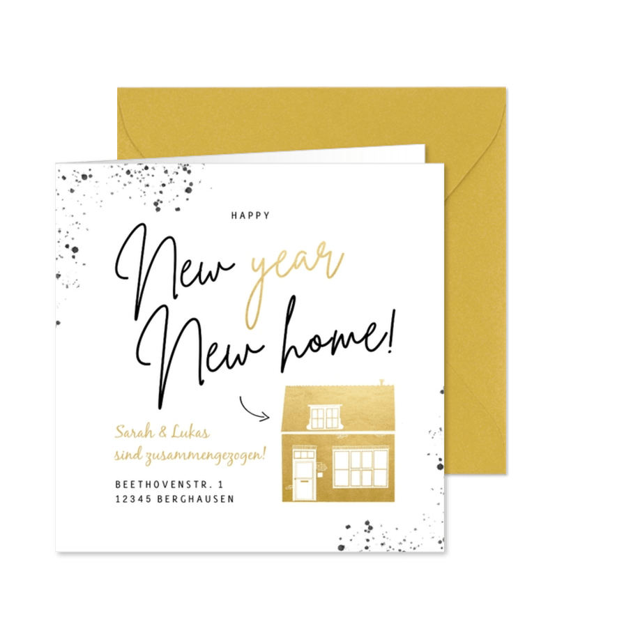 Umzugskarte zu Neujahr 'new year new home' - Karteneindruck