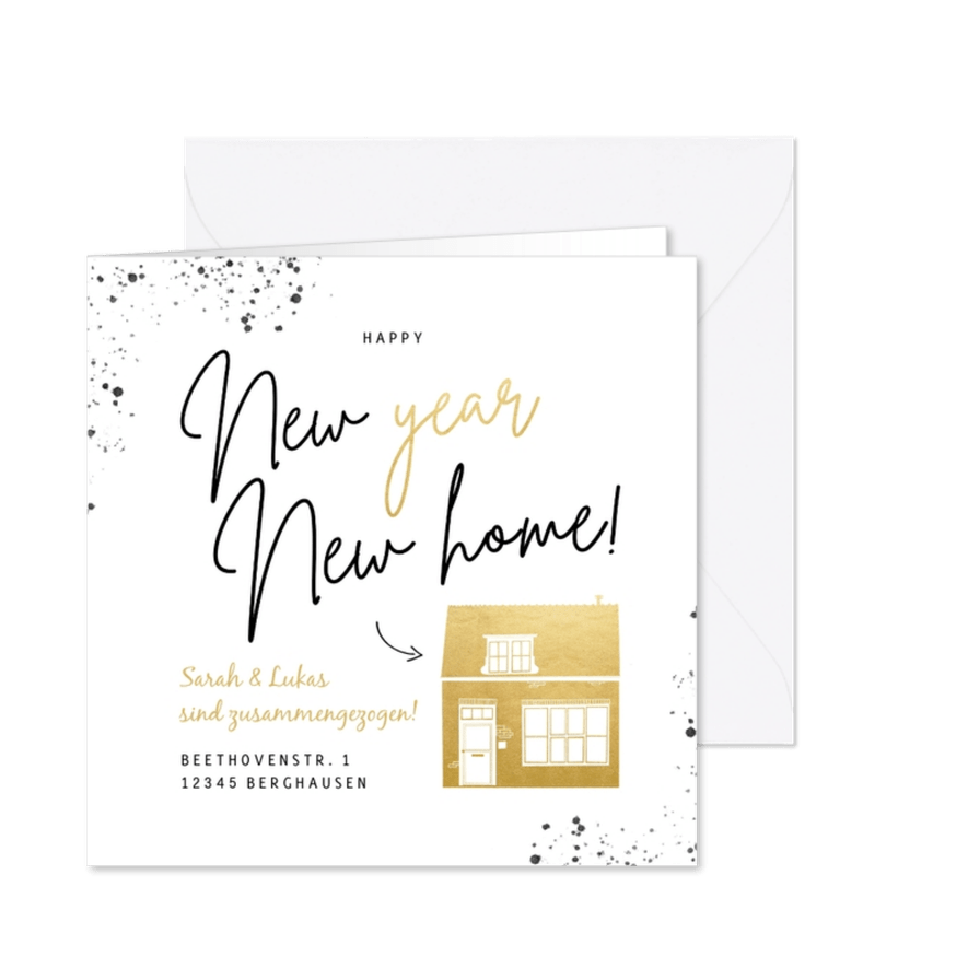 Umzugskarte zu Neujahr 'new year new home' - Karteneindruck