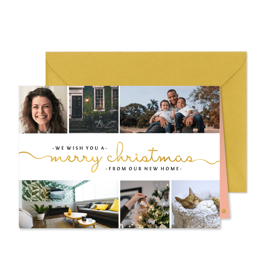 Umzugskarte zu Weihnachten mit Fotocollage-englisch - Karteneindruck