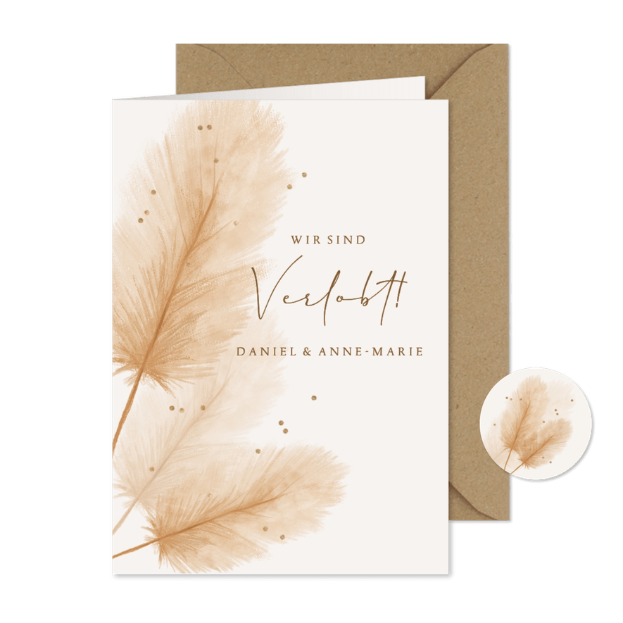 Verlobungskarte Bohemien Hochzeit Pampasgras - Karteneindruck