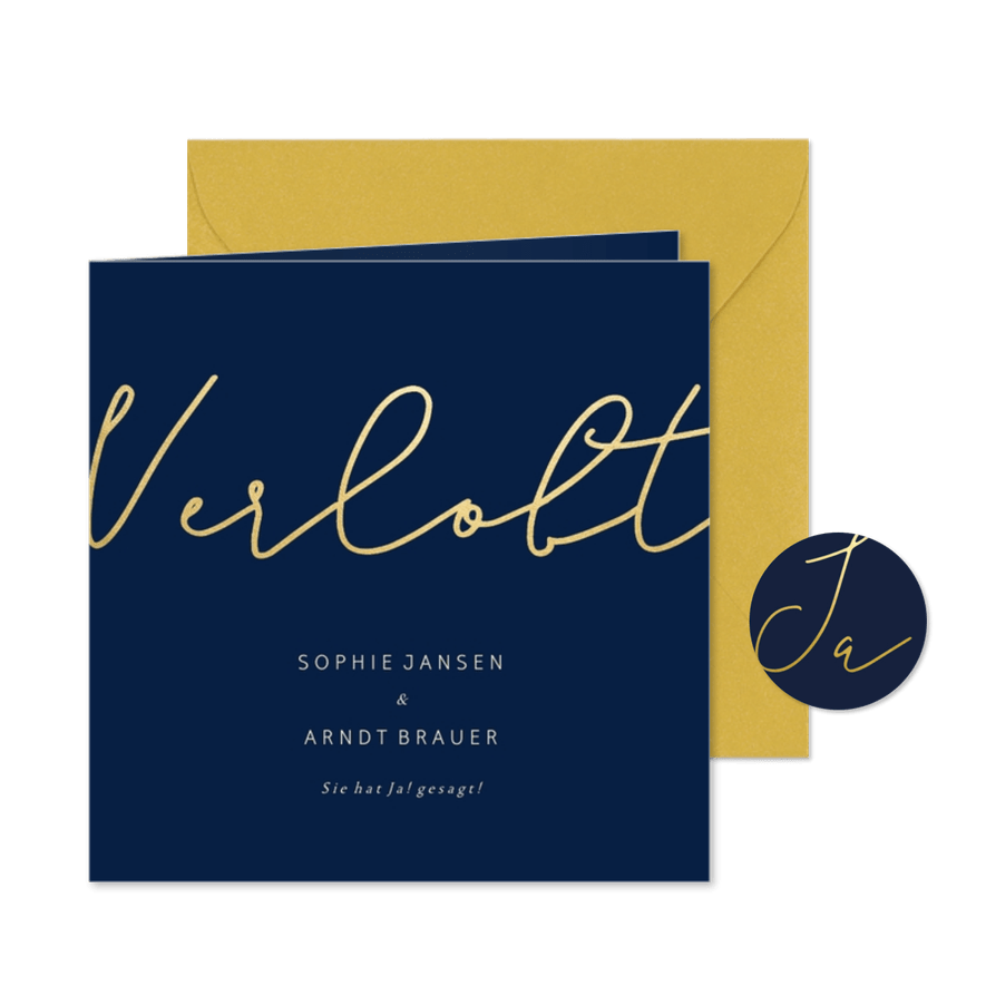 Verlobungskarte Goldene Schrift - Karteneindruck
