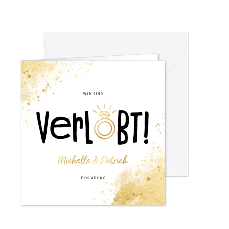 Verlobungskarte goldener Ring - Kartenvorschau