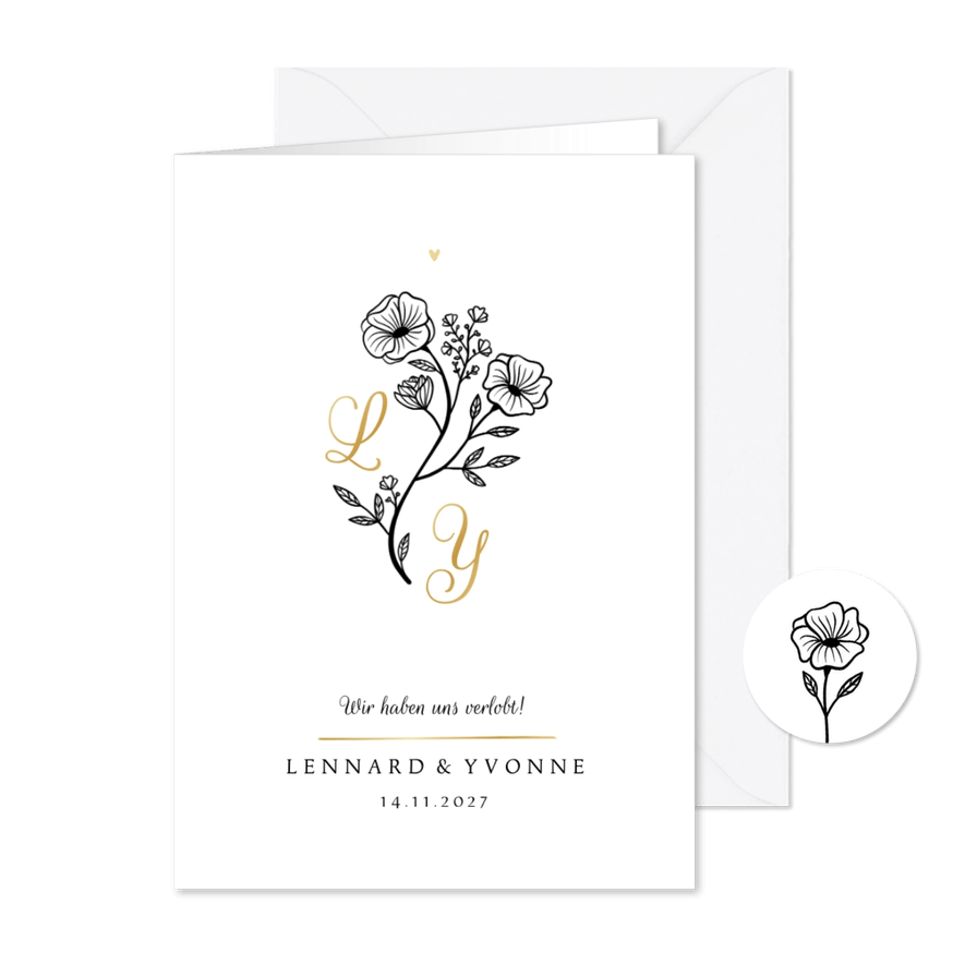 Verlobungskarte Illustration klassisch - Karteneindruck