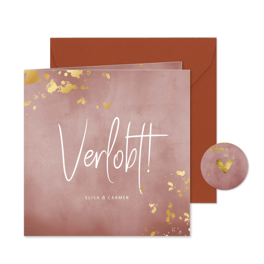 Verlobungskarte 'Save the Date' Goldtupfen - Karteneindruck
