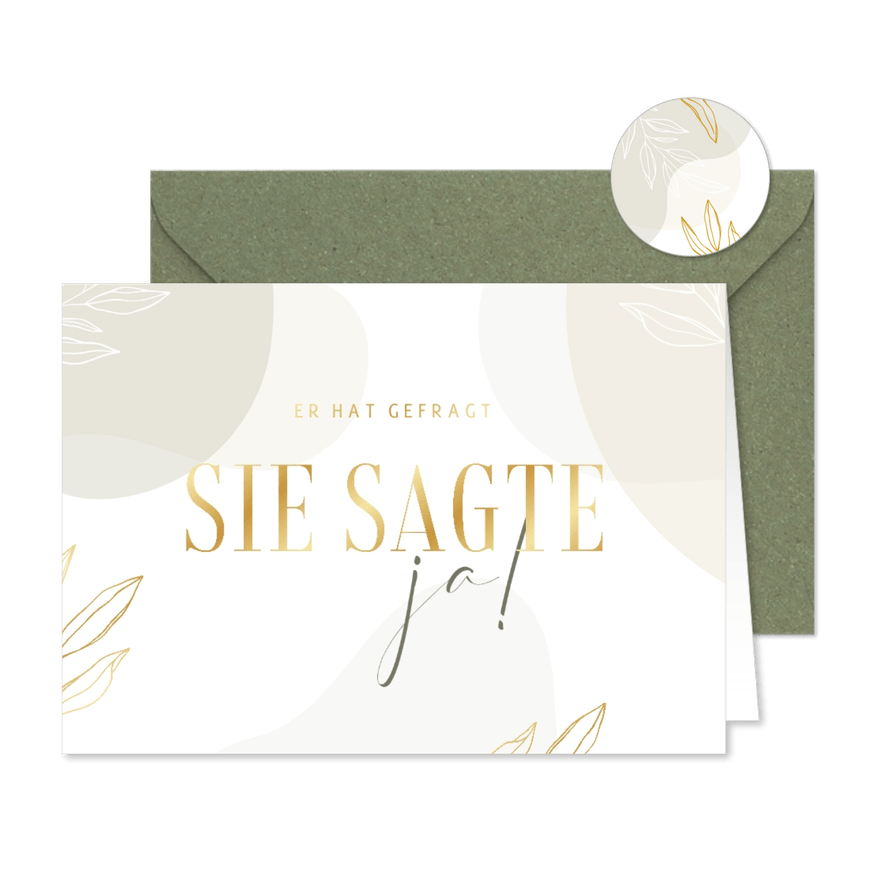 Verlobungskarte 'Sie sagte ja!' elegant & abstrakt - Karteneindruck